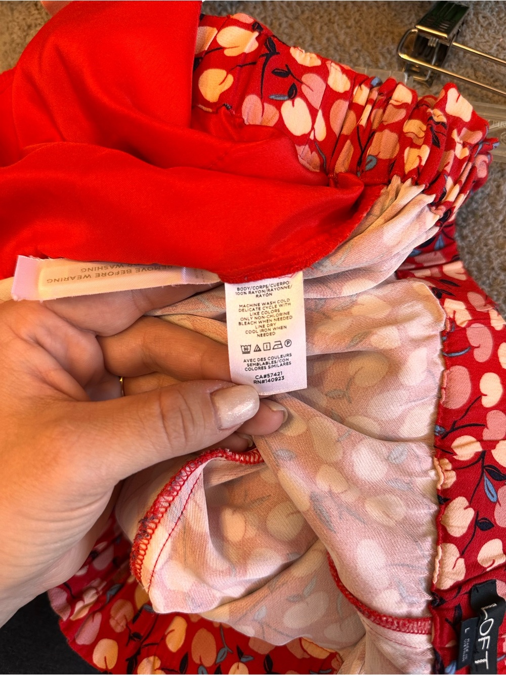 LOFT Red Cherry-Print Tie-Waist Shorts - Picture 3 of 3